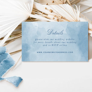 Blue Watercolor Elegant Wedding Details, Website Enclosure Card