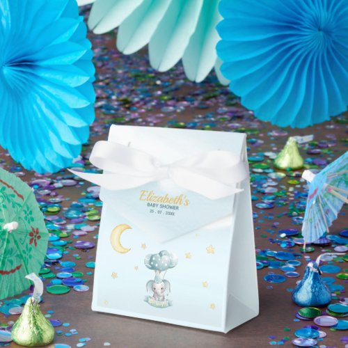 Blue Watercolor Elephant Baby Shower Favor Boxes