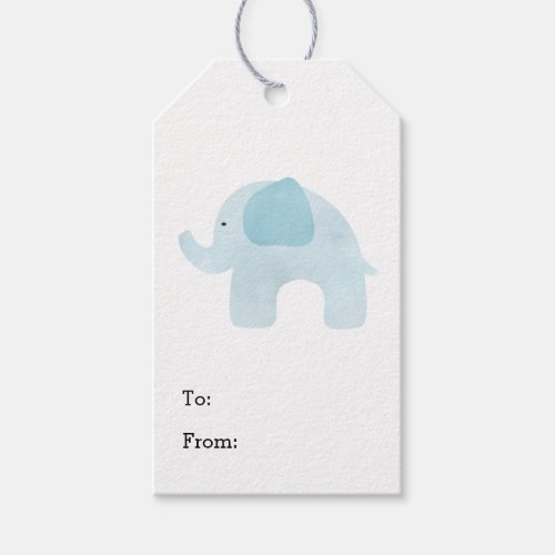 Blue Watercolor Elephant Gift Tags