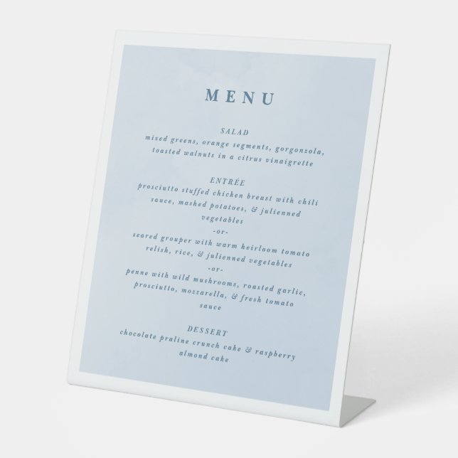 Blue Watercolor Enchanting Cloudscape Wedding Pedestal Sign (Front)