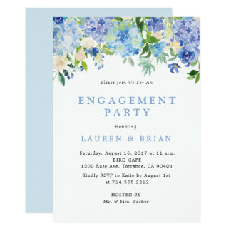 Blue Watercolor Engagement Party Invitation
