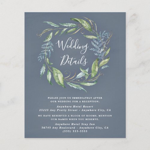 Blue Watercolor Eucalyptus Wedding Enclosure Cards