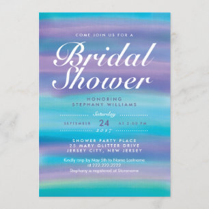 Blue Watercolor Evening Sky Bridal Shower Invite