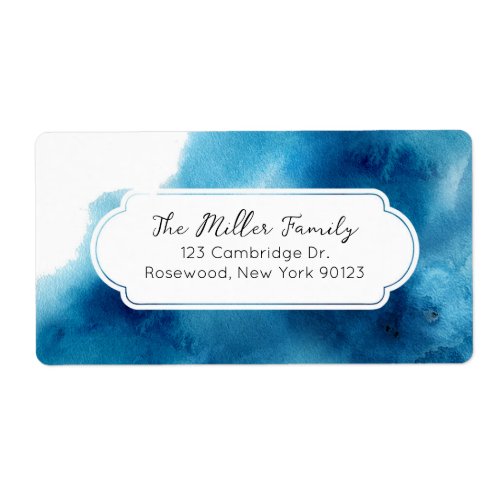 Blue Watercolor Family Address Label