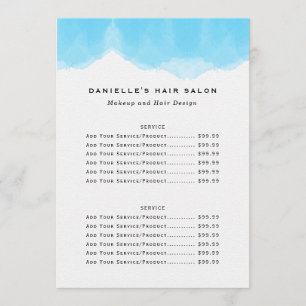 Blue Watercolor Fashion Biz Price List Menu