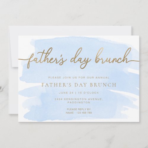 Blue Watercolor Fathers Day Brunch Invitation