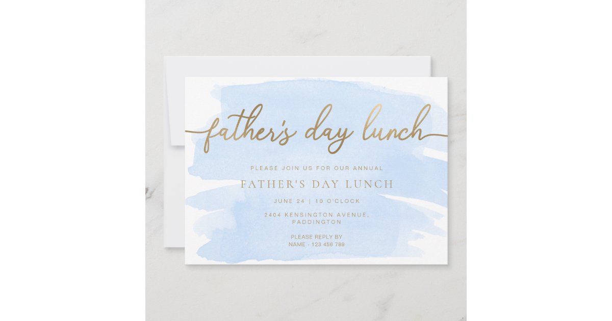 Blue Watercolor Father's Day Lunch Invitation