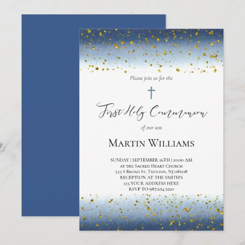  blue watercolor First Communion 