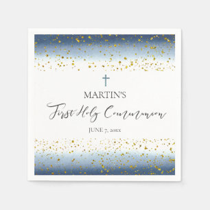 blue watercolor  First Communion Napkins