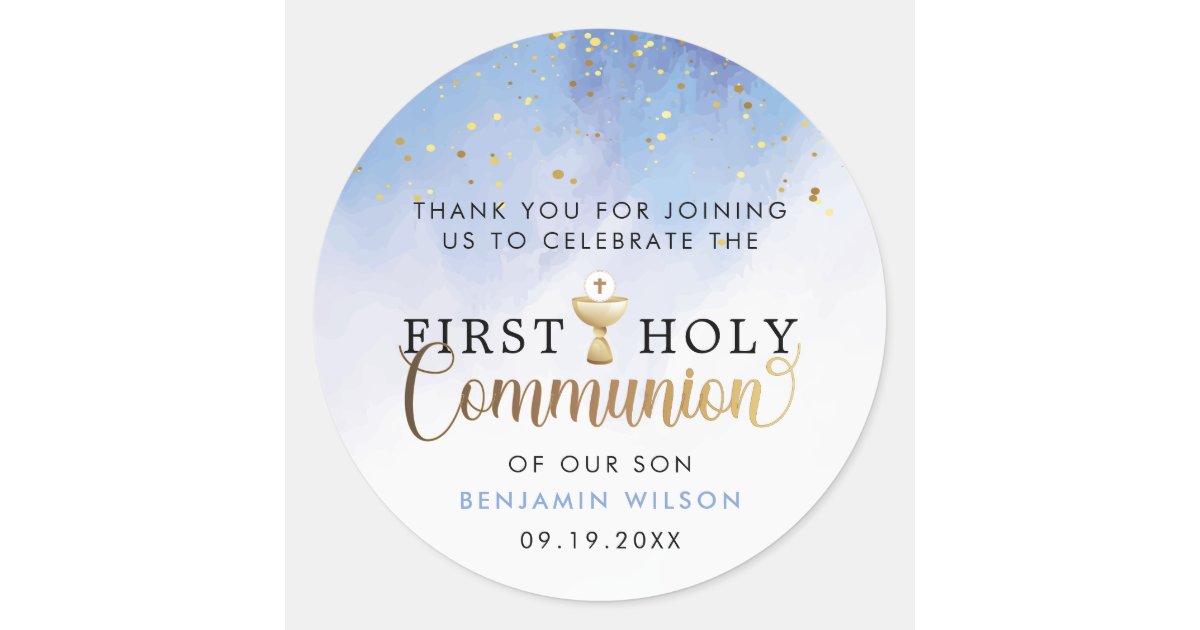 blue watercolor first holy communion thank you classic