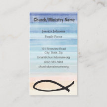 Blue watercolor Fish Church Ministry Business Card