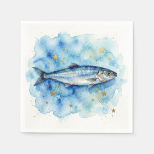 Blue Watercolor Fish Napkins. Napkins