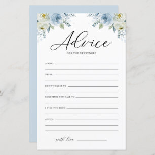 Blue Watercolor Floral Advice for the Newlyweds