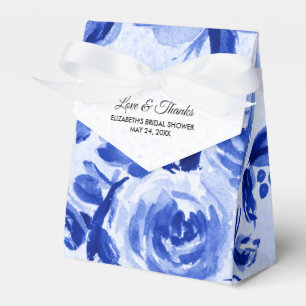 Blue Watercolor Floral Bridal Shower Favor Boxes