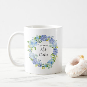 Blue Watercolor Floral Bride To Be Coffee Mug