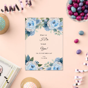 Blue Watercolor Floral Bridesmaid Proposal Cards