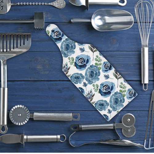 Blue Watercolor Floral Cottage Pattern Cutting Board