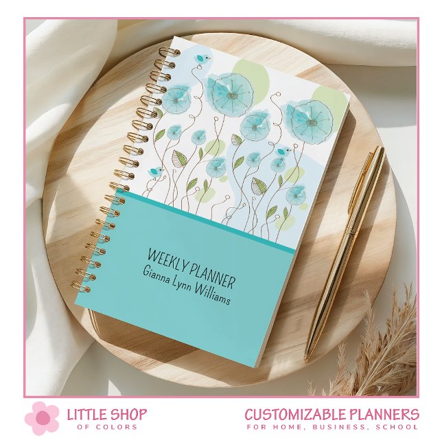 Blue Watercolor Floral Customizable Planner (Creator Uploaded)