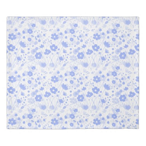 Blue Watercolor Floral Duvet Cover