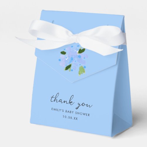 Blue Watercolor Floral Garden Thank You Favor Box