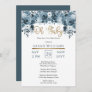 Blue Watercolor Floral | Gold Boy Oh Baby Shower Invitation