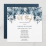 Blue Watercolor Floral | Gold Oh Boy Shower Invitation