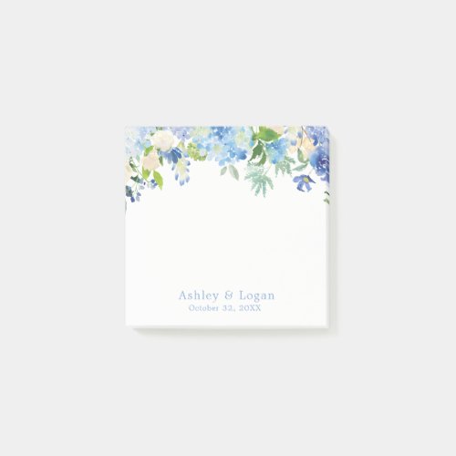 Blue Watercolor Floral hydrangea Wedding Notes