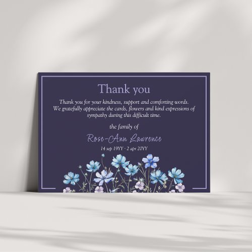 Blue watercolor floral meadow flowers funeral