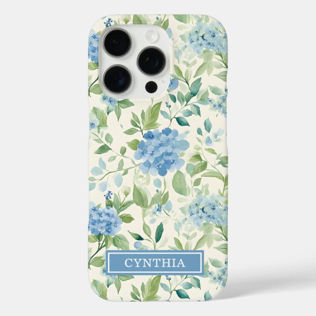 Blue Watercolor Floral Monogrammed  Case-Mate iPhone Case (Back)