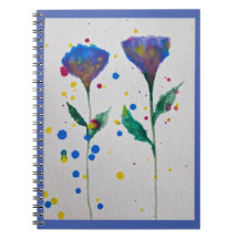 Blue Watercolor Floral Notebook
