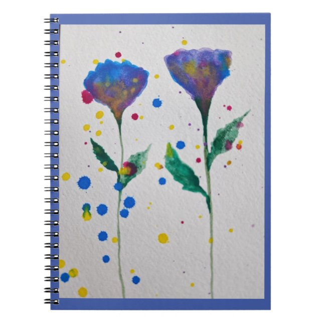 Blue Watercolor Floral Notebook (Front)