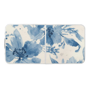 Blue Watercolor Floral Painted Botanical Whimsical Beer Pong Table