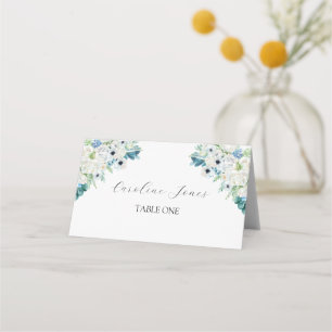 Blue Watercolor Floral Place Cards