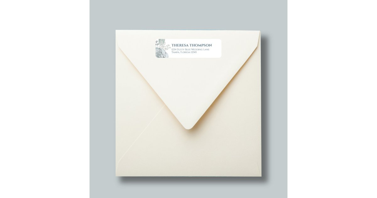 Blue Watercolor Floral Return Address Custom Label | Zazzle