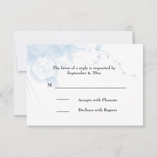 Blue Watercolor Floral RSVP Card