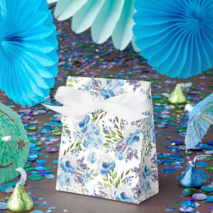 Blue Watercolor Floral Seamless Pattern Favor Boxes