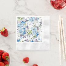 Blue Watercolor Floral Seamless Pattern