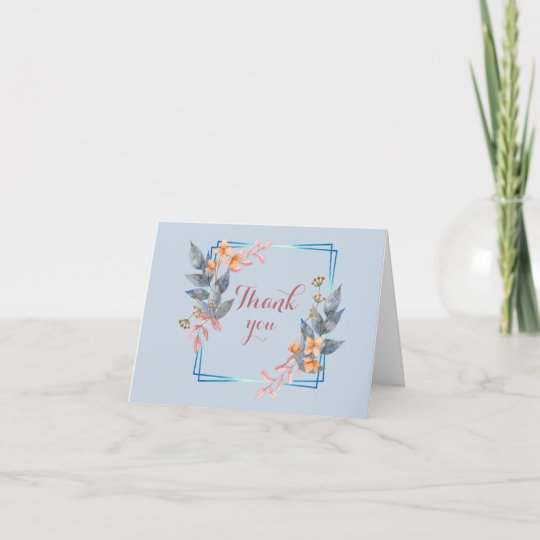 Blue Watercolor Floral Thank You Card | Zazzle.com