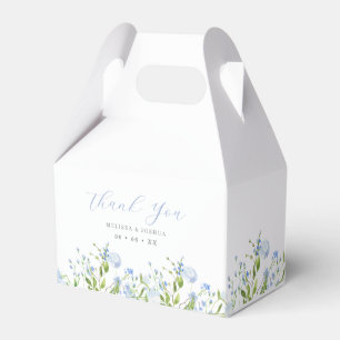 Blue Watercolor Floral Thank You Wedding Favor Boxes