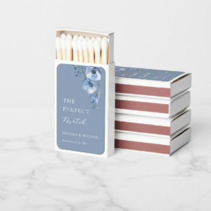 Blue Watercolor Floral "The Perfekt Match" Matchboxes