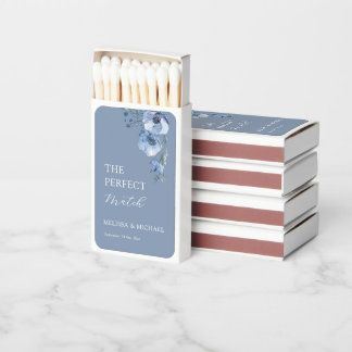 Blue Watercolor Floral "The Perfekt Match" Matchboxes