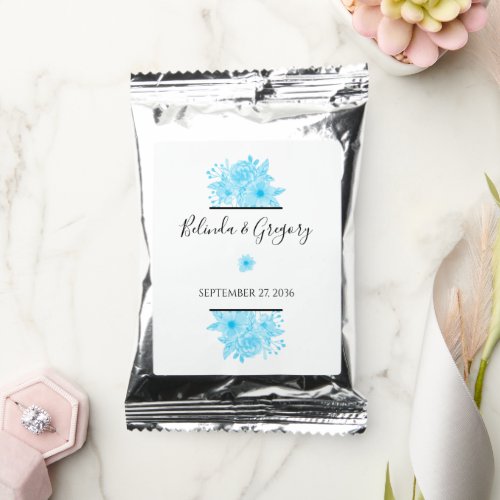 Blue Watercolor Floral Wedding  Coffee Drink Mix