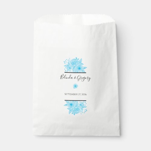 Blue Watercolor Floral Wedding   Favor Bag