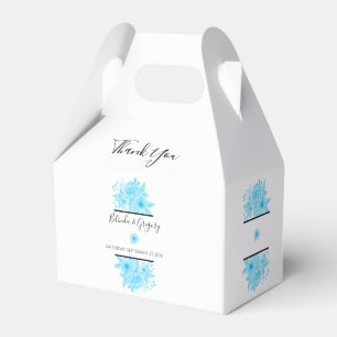 Blue Watercolor Floral Wedding Favor Boxes