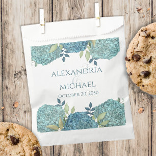 Blue Watercolor Floral Wedding Favor Custom Favor Bag