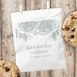 Blue Watercolor Floral Wedding Favor Custom Favor Bag