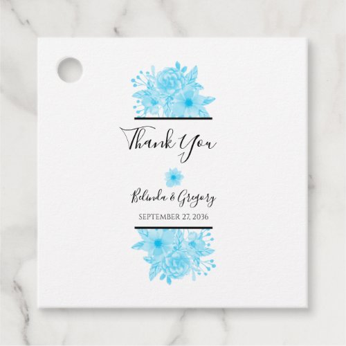 Blue Watercolor Floral Wedding Gift Favor Tags