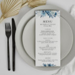 Blue watercolor floral wedding menu<br><div class="desc">A wonderful blue wedding theme design with lovely flowers. The color and text can be personalized.</div>