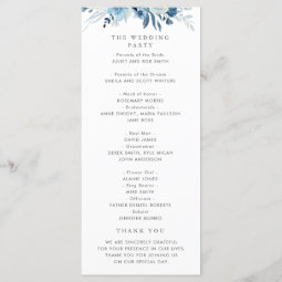 blue watercolor floral wedding program | Zazzle