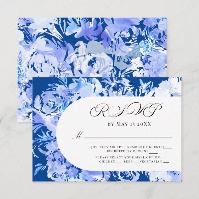 Blue Watercolor Flower Arch RSVP Card (Front/Back)